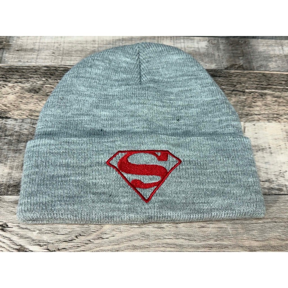 Superman Official Branded Gray Beanie‎ Adult One Size